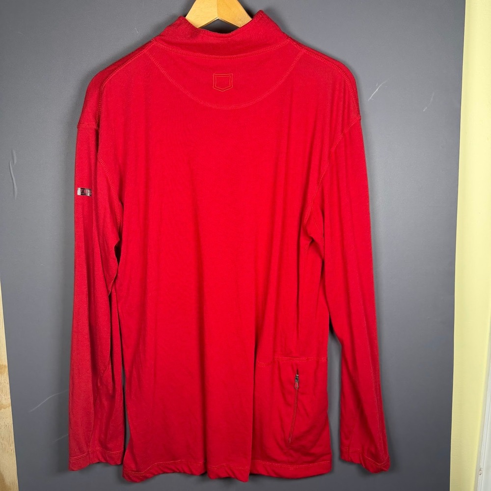 SCOTTeVEST SeV SJ QZIP Red Quarter Zip Pullover Bamboo Blend Mens Large TEC - Picture 5 of 11